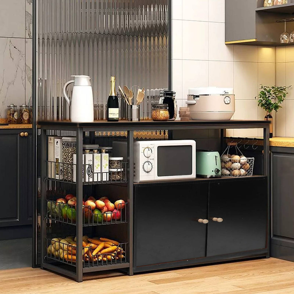 Bread Bin with Freestanding Kitchen Storage Unit Flap Door