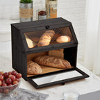 Bread Bin with Non-Slip, Bamboo, Clear Window Bamboo 2-Tier Anti-Slip Grip - product gallery image 10