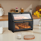 Bread Bin with Non-Slip, Bamboo, Clear Window Bamboo 2-Tier Anti-Slip Grip - product gallery image 15