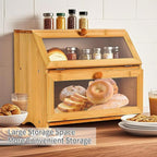 Bread Bin with Non-Slip, Bamboo, Clear Window Bamboo 2-Tier Anti-Slip Grip - product gallery image 8