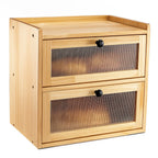 Bread Bin with Non-Slip, Wood, Solid Pine Wooden Acrylic Window Magnetic - product gallery image 12