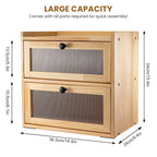 Bread Bin with Non-Slip, Wood, Solid Pine Wooden Acrylic Window Magnetic - product gallery image 15