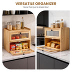 Bread Bin with Non-Slip, Wood, Solid Pine Wooden Acrylic Window Magnetic - product gallery image 16