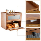 Bread Bin with Non-Slip, Wood, Solid Pine Wooden Acrylic Window Magnetic - product gallery image 19