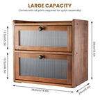 Bread Bin with Non-Slip, Wood, Solid Pine Wooden Acrylic Window Magnetic - product gallery image 20