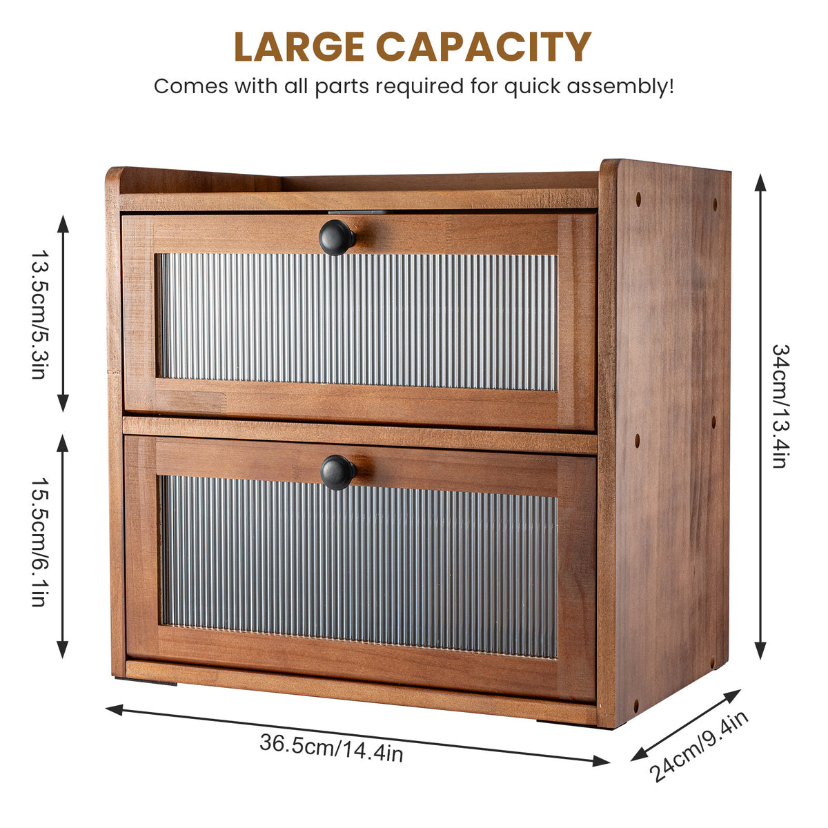 Bread Bin with Non-Slip, Wood, Solid Pine Wooden Acrylic Window Magnetic - product gallery image 20
