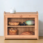 Bread Bin with Wood, Bamboo Clear Window Double Layer Breadbox - product gallery image 4
