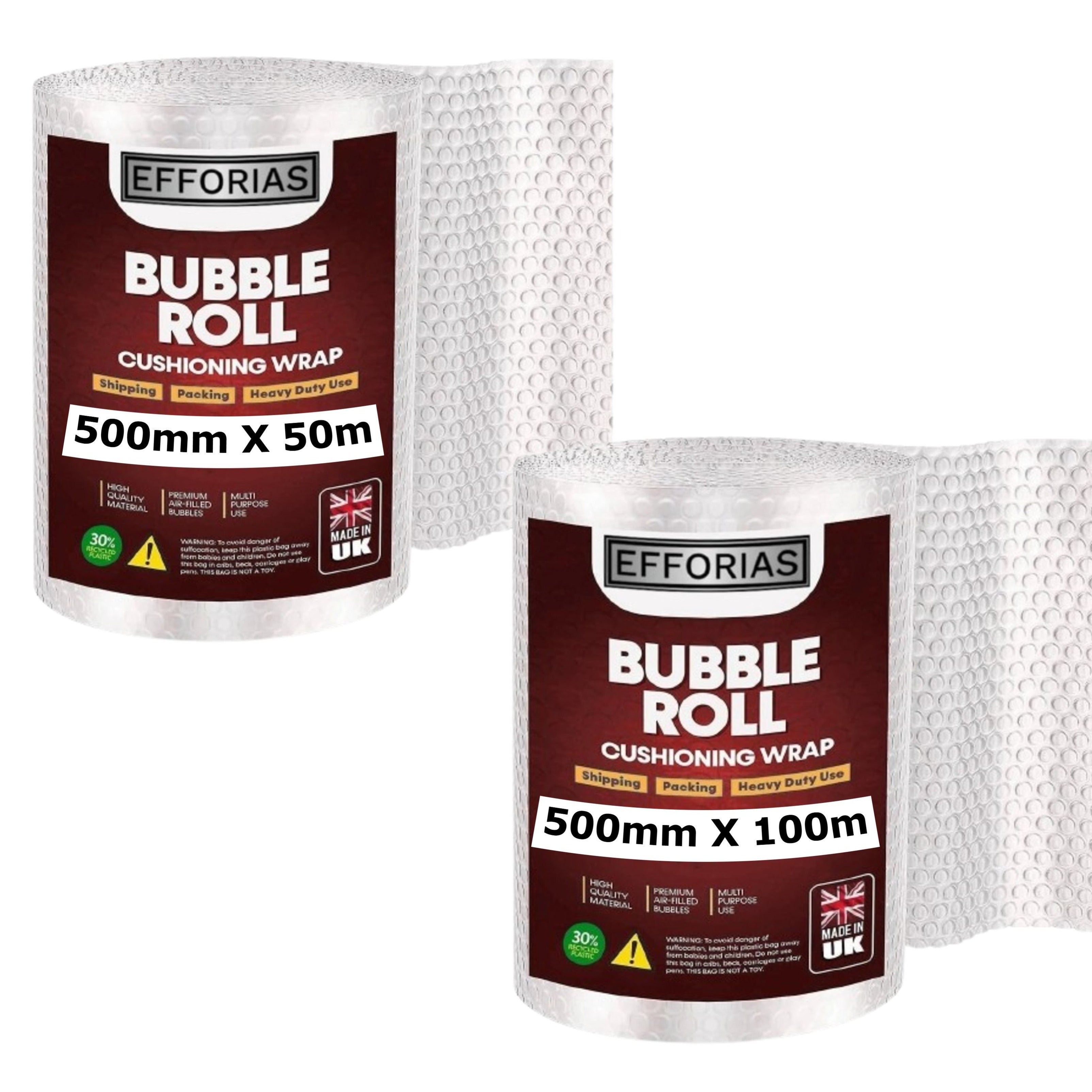 Bubble Wrap with Plastic, 100m, Heavy-Duty Roll Packaging, Moving Shipping - 100m option