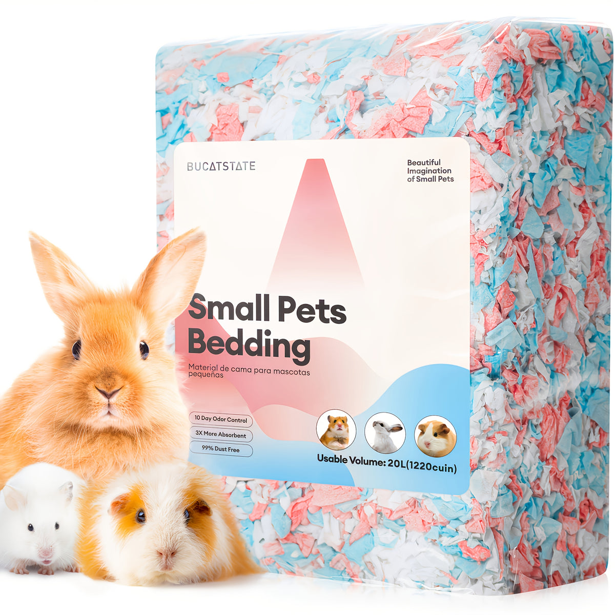 BUCATSTATE 20L/450g Hamster Bedding with 20L/450g Dust-Free Guinea Pig Paper Odor - product gallery image 3