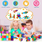 Building Toy with Plastic, Boy Girl, Magnetic Tiles Blocks Kids Colourful STEM - product gallery image 4