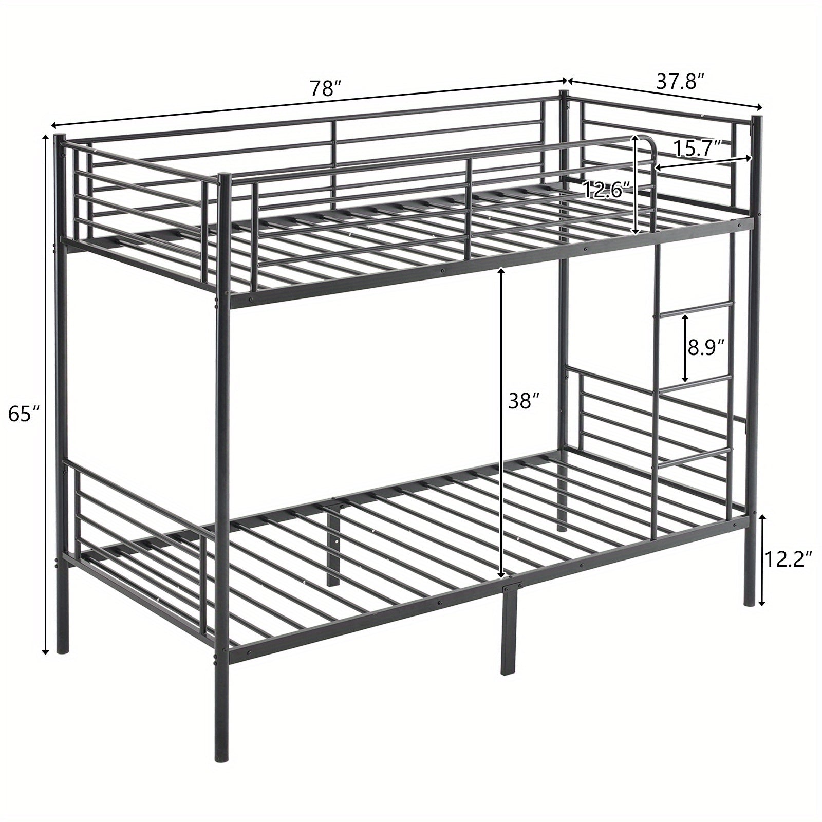 Bunk Bed with Easy Assembly, Metal, Heavy Duty Twin Over Twin Metal - product gallery image 2