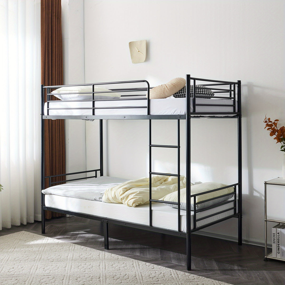 Bunk Bed with Easy Assembly, Metal, Heavy Duty Twin Over Twin Metal