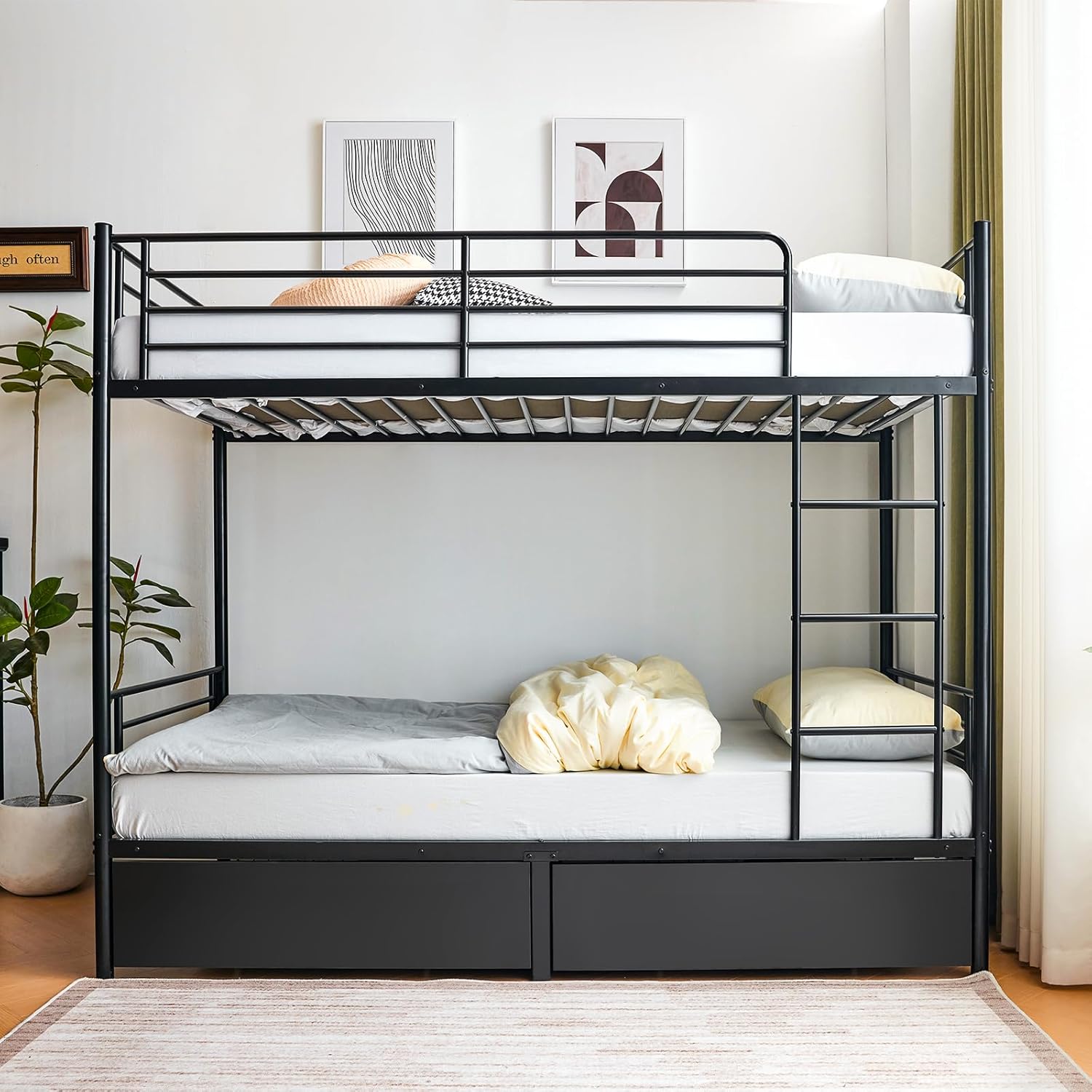 Bunk Bed with Metal, Adult Twin Over Twin Metal Frame - product gallery image 2