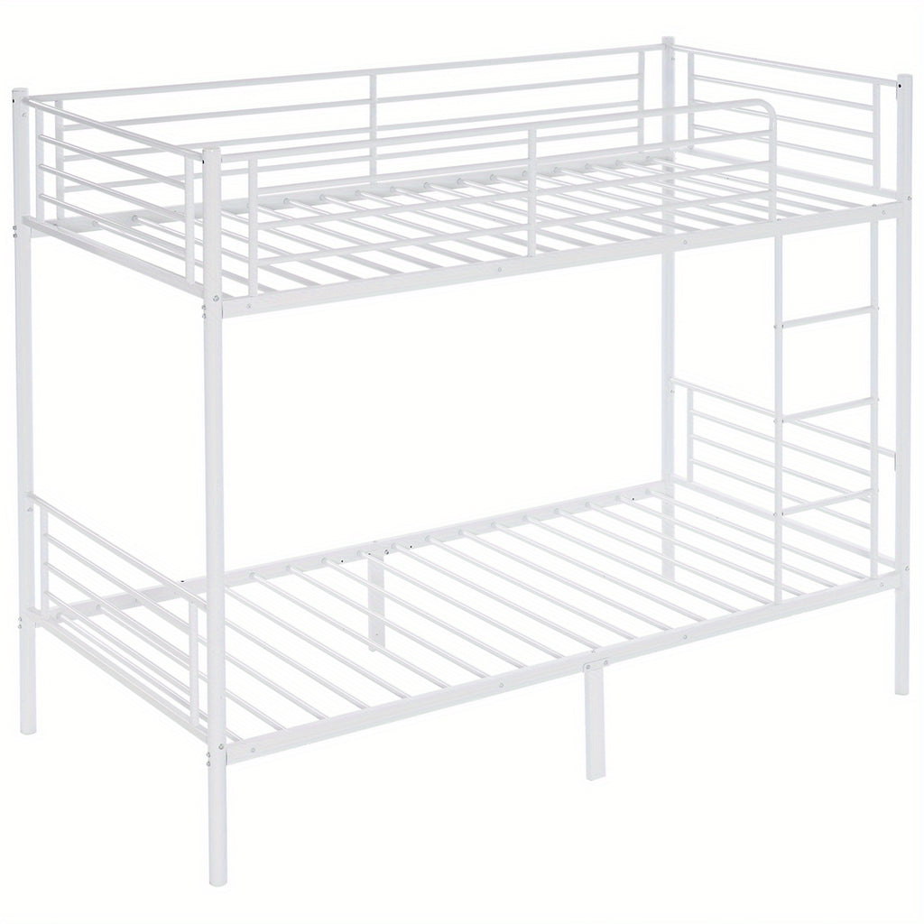 Bunk Bed with Metal, Adult Twin Over Twin Metal Frame - 【white】, without drawers option