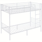 Bunk Bed with Metal, Adult Twin Over Twin Metal Frame - 【white】, without drawers option
