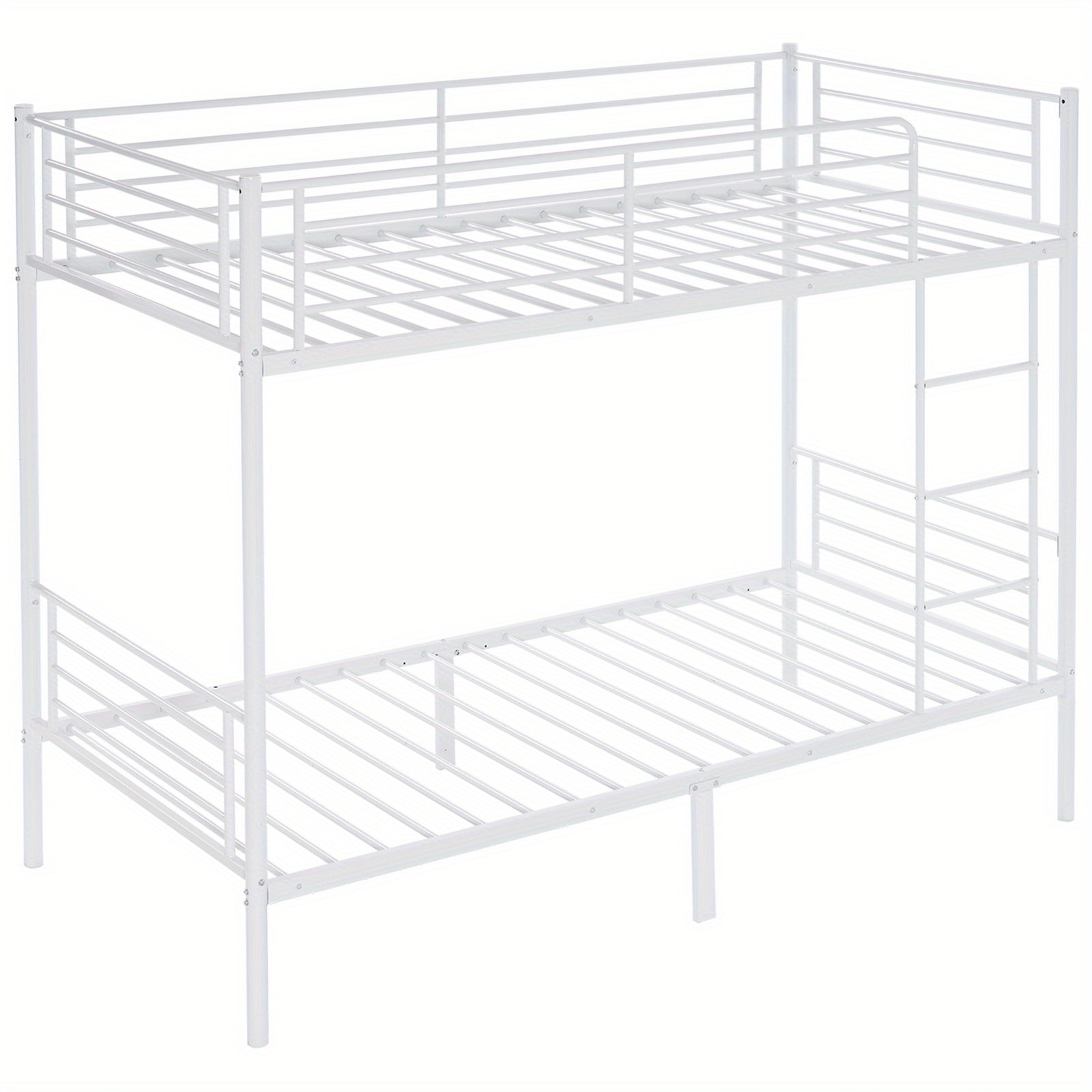 Bunk Bed with Metal, Adult Twin Over Twin Metal Frame - 【white】, without drawers option