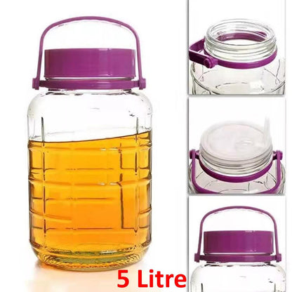 ATEK Clear Glass jar, 5L, 8L, 10L Premium Quality Transparent Pickle jar Food storage Container Airtight Slead Jars Kitchen Glass Food Container with Lid Pantry Glass Jar Preserving Jars Large Glass Canister