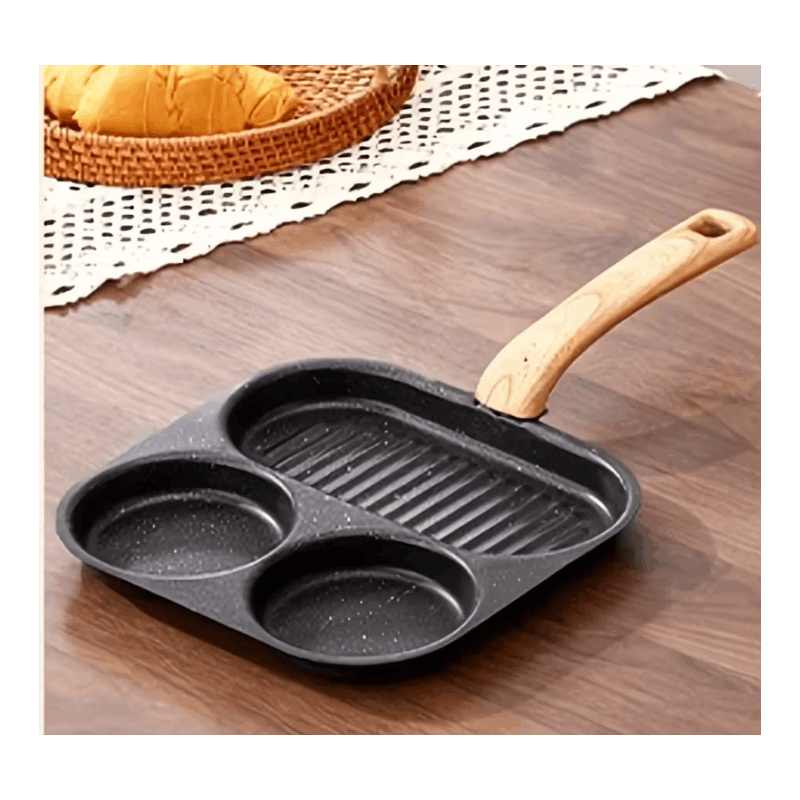 4-in-1 Cast Iron Egg Cooker, Non-Stick Single Handle Frying Pan, Dishwasher Safe, Compatible with Electric Coil Stoves, Versatile Kitchen Gadget for Pancakes, Eggs, and More