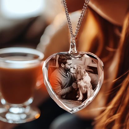 Custom Photo Pendant Necklace - Personalized Image Necklaces with Laser Engraved Picture - Synthetic Stone Fashionable Pendant - Unique Memorial Gift for Family, Love, Thanksgiving, Christmas, Spring Festival