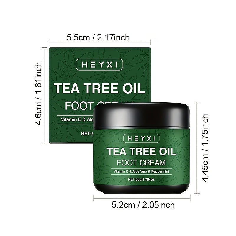 Tea Tree Foot Cream, 3PCS*50g, Enriched with Vitamin E, Aloe Vera and Mint, Highly Moisturizing, Softening and Smoothing, Long-Lasting Fresh Scent, Anti-Crack Cream, for Dry, Rough and Cracked Hands and Feet, Foot Care for Hands and Feet