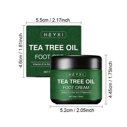 Tea Tree Foot Cream, 3PCS*50g, Enriched with Vitamin E, Aloe Vera and Mint, Highly Moisturizing, Softening and Smoothing, Long-Lasting Fresh Scent, Anti-Crack Cream, for Dry, Rough and Cracked Hands and Feet, Foot Care for Hands and Feet