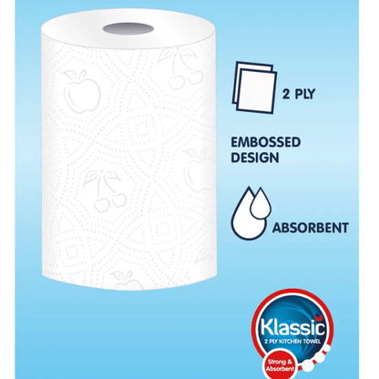 24 Kitchen Towel Rolls, Premium 2-Ply Super Absorbent Paper Towels, Strong Multipurpose Cleaning Rolls, Bulk Value Pack (6 Packs x 4 Rolls) for Home & Kitchen