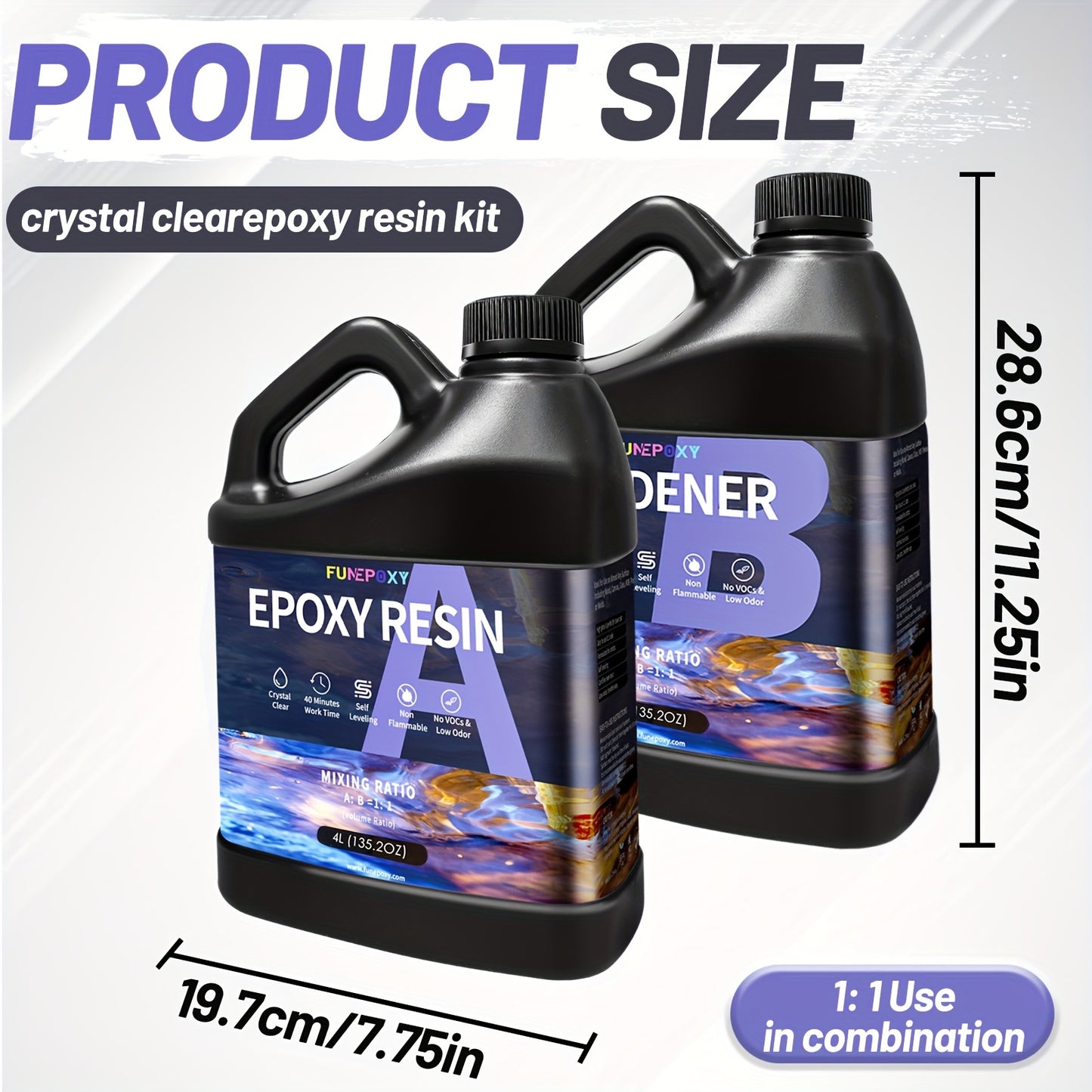 Epoxy Resin Crystal Clear: Epoxy Resin Kit Fast Curing Heat Resistant for Casting Coating Art Craft Jewelry Wood Table Top Flower Preservation - 2 Part