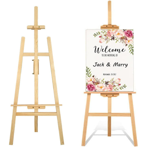 Studio Easel 1.5M Adjustable Drawing Painting Holder 59inch Wooden A-Frame Display Drawing Board Folding Art Stand for Painting