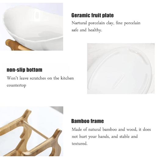 Wooden 3-Tier Fruit and Vegetable Basket with Wooden Legs - Versatile Kitchen Organizer for Fruits, Vegetables, and Iced Food - Perfect for Refrigerator Storage, Fruit Basket for Kitchen