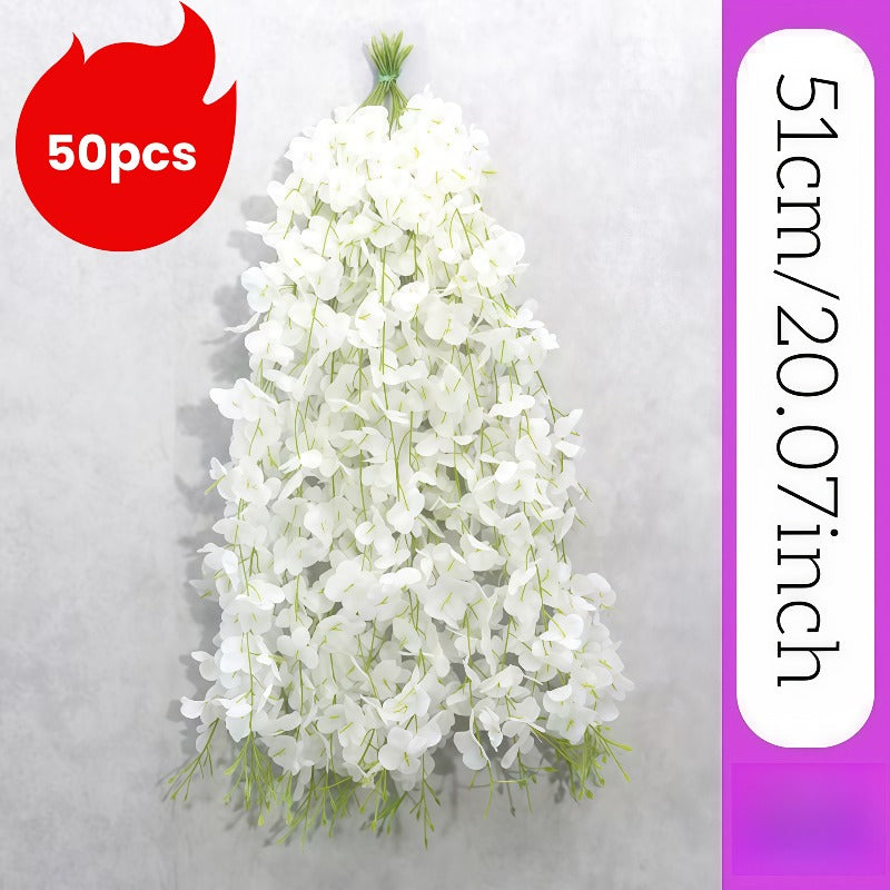 50pcs Artificial Wisteria Flowers, Wedding Party Home Decoration Wisteria Flower Garlands