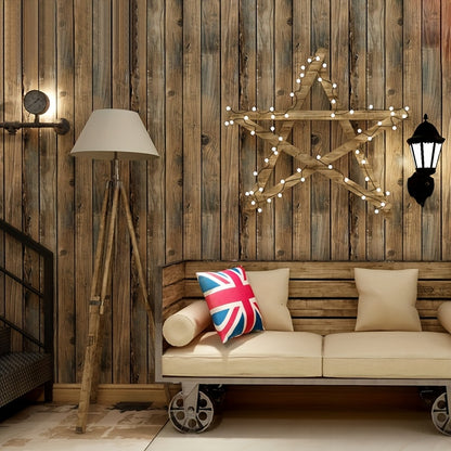 6m Rustic Brown Wood Panel Effect Wallpaper Vinyl Self Adhesive Wall Stickers, DIY Wall Decor, Home Improvement, Classic Design, Natural Look, Peel And Stick Wall Tile, Wall Mural Peel And Stick, Wall Paper For Wall Peel And Stick, Wall Sticker Home Decor