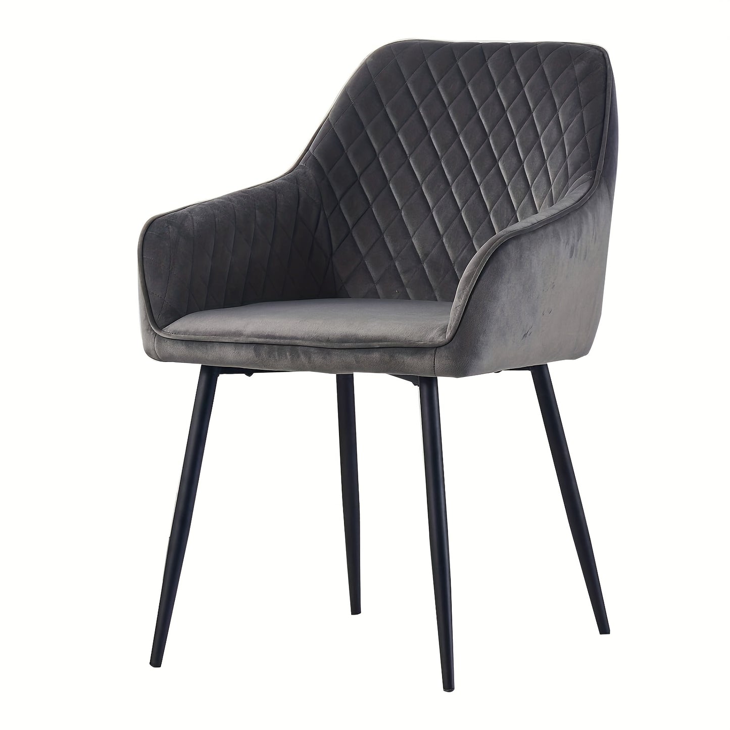 Velvet Dining Chairs with Armrests & Black Metal Legs, Upholstered Armchair 120kg Capacity 43x55x81cm, Set of 1 2 4 or 6 for Dining Room Kitchen Living Room