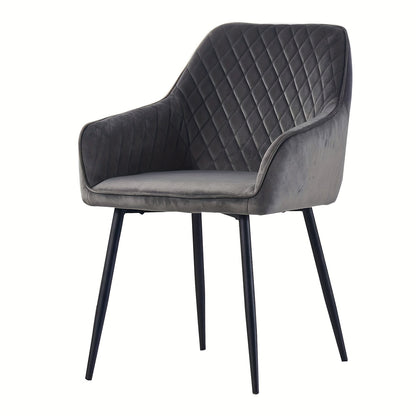 Velvet Dining Chairs with Armrests & Black Metal Legs, Upholstered Armchair 120kg Capacity 43x55x81cm, Set of 1 2 4 or 6 for Dining Room Kitchen Living Room