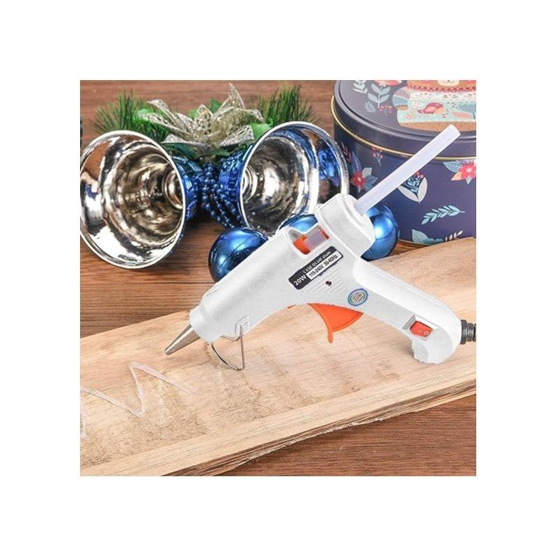 20W Trigger Hot Melt Glue Gun Electric Trigger Adhesive Hobby Craft Tool UK Plug Hot Glue Gun UK Plug Mini Heats Up Glue Gun for Crafts, Hobby, Home Repairs, Fabric, Wood, Glass, Card, ON-Off Switch for DIY Arts