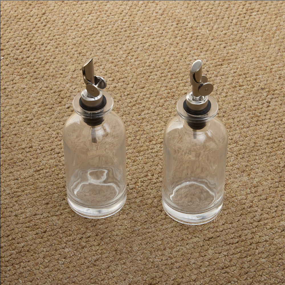 2pcs Olive Oil Dispenser Bottle for Kitchen, Glass Oil and Vinegar Dispenser Set, Coffee Syrup Dispenser, Kitchen Cooking Tools, 350ml/ 500ml, Silver/ Gold