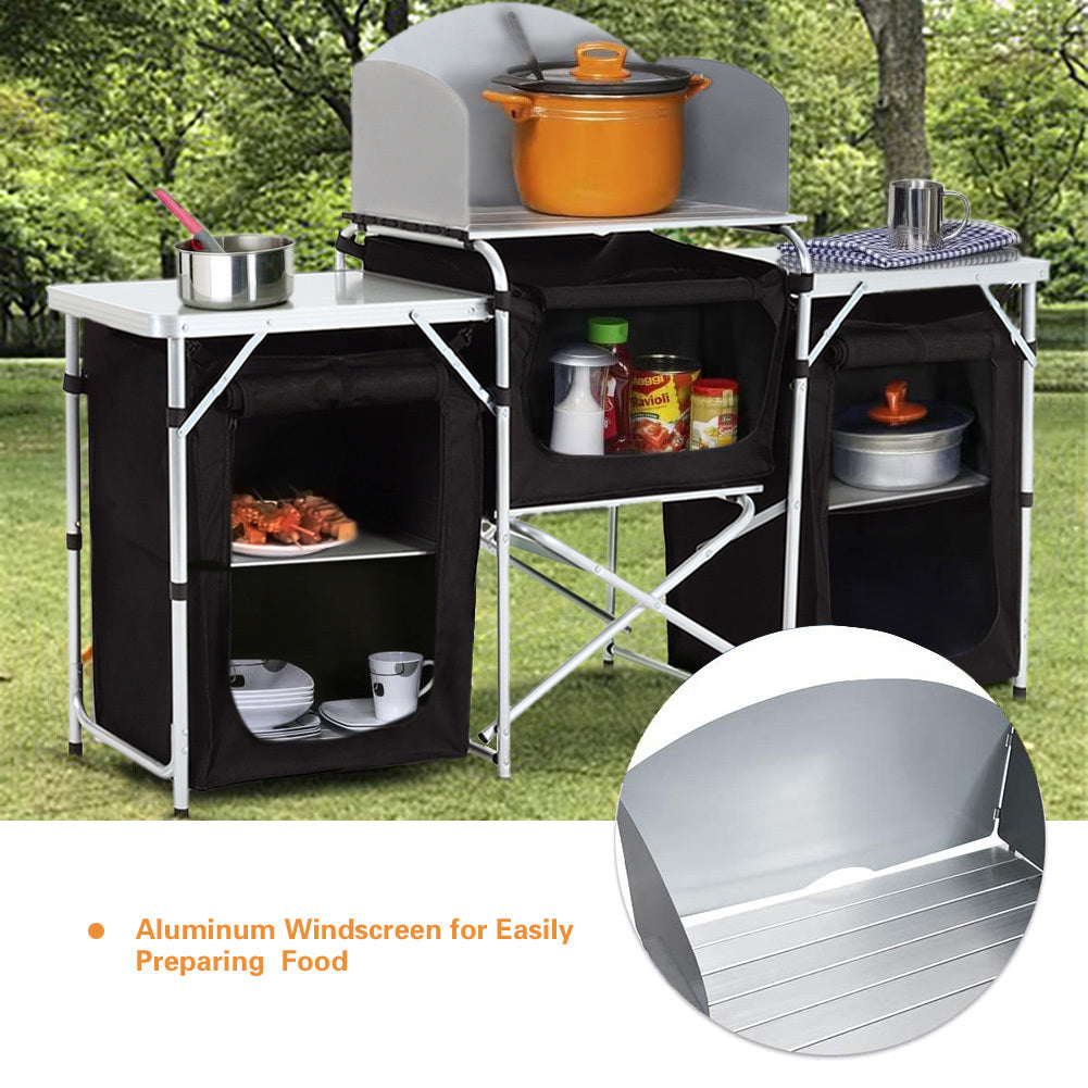 Camping Folding Locker Portable Design Folding Storage Unit Fabric Dark Gray Durable 600D Handbag Material, Suitable for Courtyard Camping Kitchen 165*52*104cm