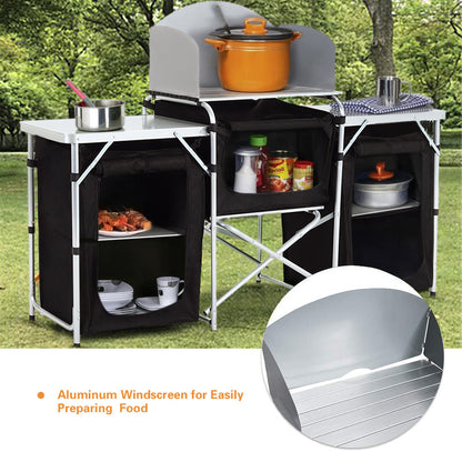Camping Folding Locker Portable Design Folding Storage Unit Fabric Dark Gray Durable 600D Handbag Material, Suitable for Courtyard Camping Kitchen 165*52*104cm