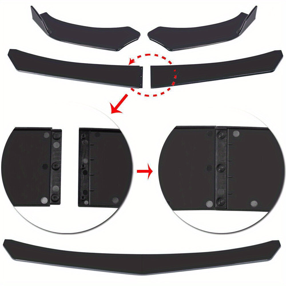 Universal Gloss Black Front Bumper Protector Lip Body Spoiler Chin Splitter Kit
