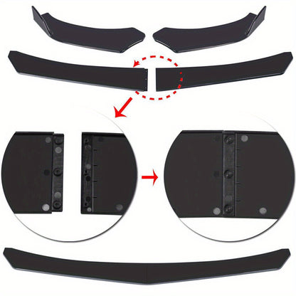 Universal Gloss Black Front Bumper Protector Lip Body Spoiler Chin Splitter Kit