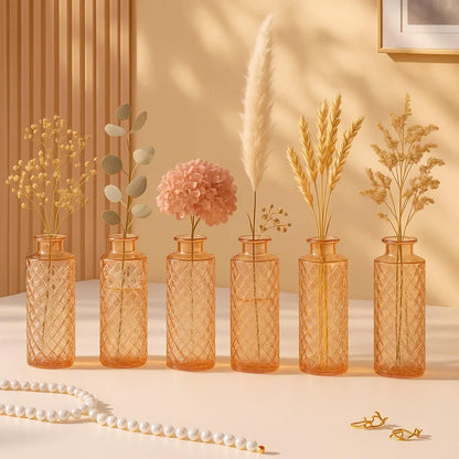 A set of 12 glass bud vases, small retro glass vases, minimalist retro dining table center decorations, home decor, wedding parties, restaurants, floral arrangements, tea lights, candle holders, desktop decorations