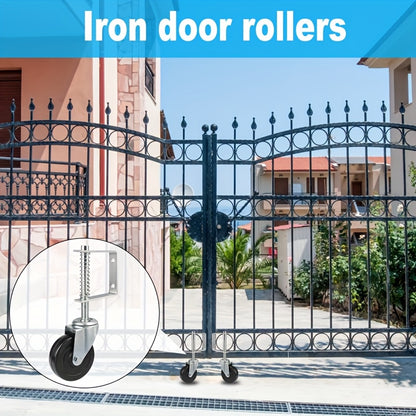 2 X SPRING LOADED HEAVY DUTY GATE WHEELS Farm Timber Door 10.16cm Swivel Wheel Fence