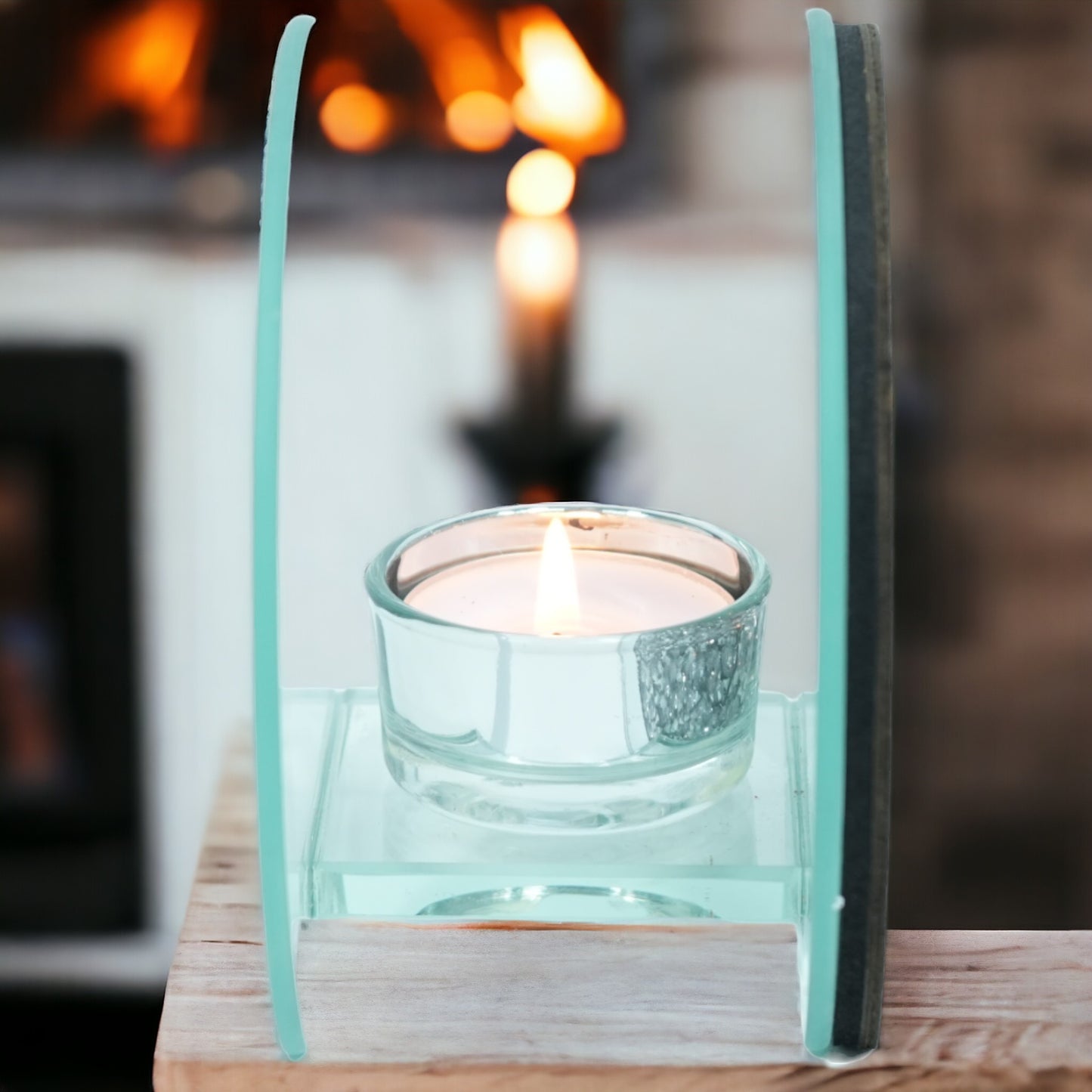 SERENA'S ® Elegant Crushed Diamond Crystal Tealight Candle Holder with Clear Silver Mirror Glass – Decorative Glass Walls for Home Decor and Special Occasions