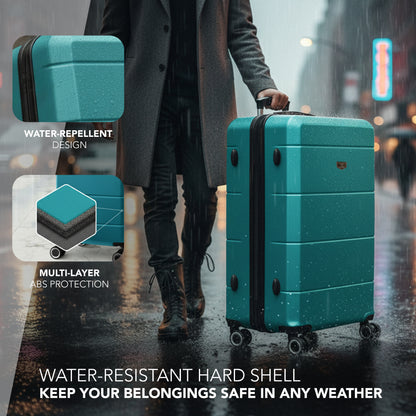 LUGG - Jetset 75x49x29cm Large Suitcase – Lightweight Hard Shell Luggage with TSA Lock – Water-Resistant ABS Spinner Suitcase – 4 Wheels Travel Bag- Midnight Blue (28 inch)