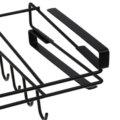 Black, Kitchen with Hook Storage Rack, Cabinet Bottom Storage Rack, Non Perforated Cabinet Door Top Shelf, Cup Holder, Sturdy And Durable, Strong Load-Bearing Capacity, Suitable for Kitchen Utensils Such As Cutting Boards, Tissues, Cloths, Etc
