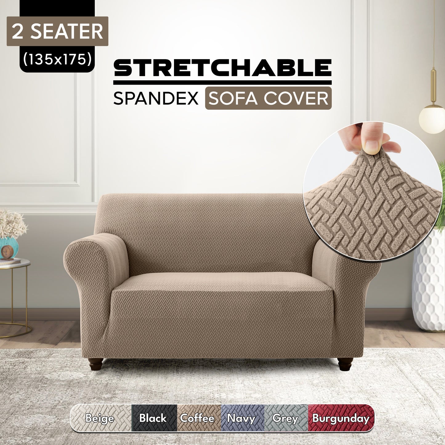 1pc Stretchable Spandex Elastic Sofa Cover – 1, 2, 3 Seater Polyester Spandex Furniture Protector, Anti-Slip Grip & Pet-Friendly, Machine Washable, Perfect for Living Room & Home Decoration