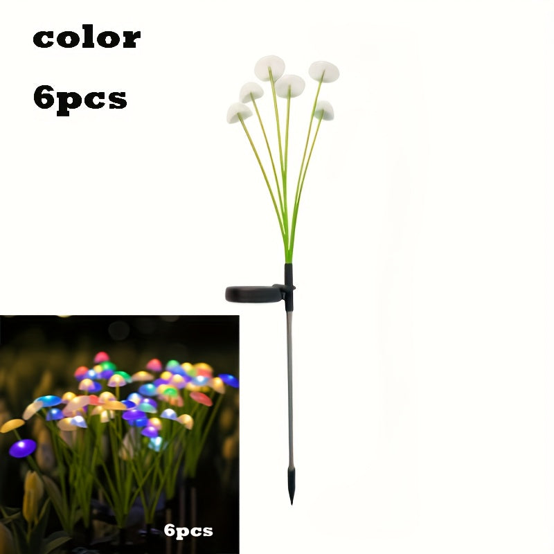 Solar Jellyfish Mushroom Garden Lights 6, 8 or 10 Pack – Colourful Atmosphere Stake Lights for Garden, Lawn, Yard & Balcony | Novelty Solar Powered Outdoor Decor & Creative Party Gift
