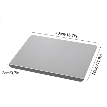 Shipping 1pc of Stainless Steel Cutting Board, a Sturdy Chopping Board Suitable for Meat, Fruits, Vegetables, Bread, And Baking, Featuring a Non-Slip Design with a Lip.