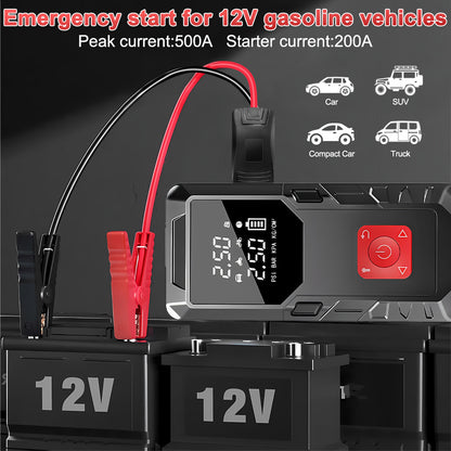 Car Jump Starter & Tyre Inflator 150PSI, Emergency Kit for All Petrol & Diesel Cars, Portable Tyre Inflator with LED Light, 12V Power Bank for Phone Charging, Emergency Battery Booster for Petrol/Diesel Engines, Essential for Travel, Camping & Winter Driv