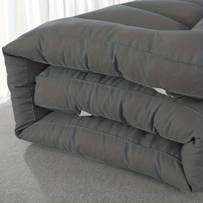 10cm Hotel Quality Mattress Topper | Super Soft with 1100GSM Hollowfiber Filling | Elasticized Corner Straps | Single, Small Double (4ft), Double, King, Super King Size, Grey