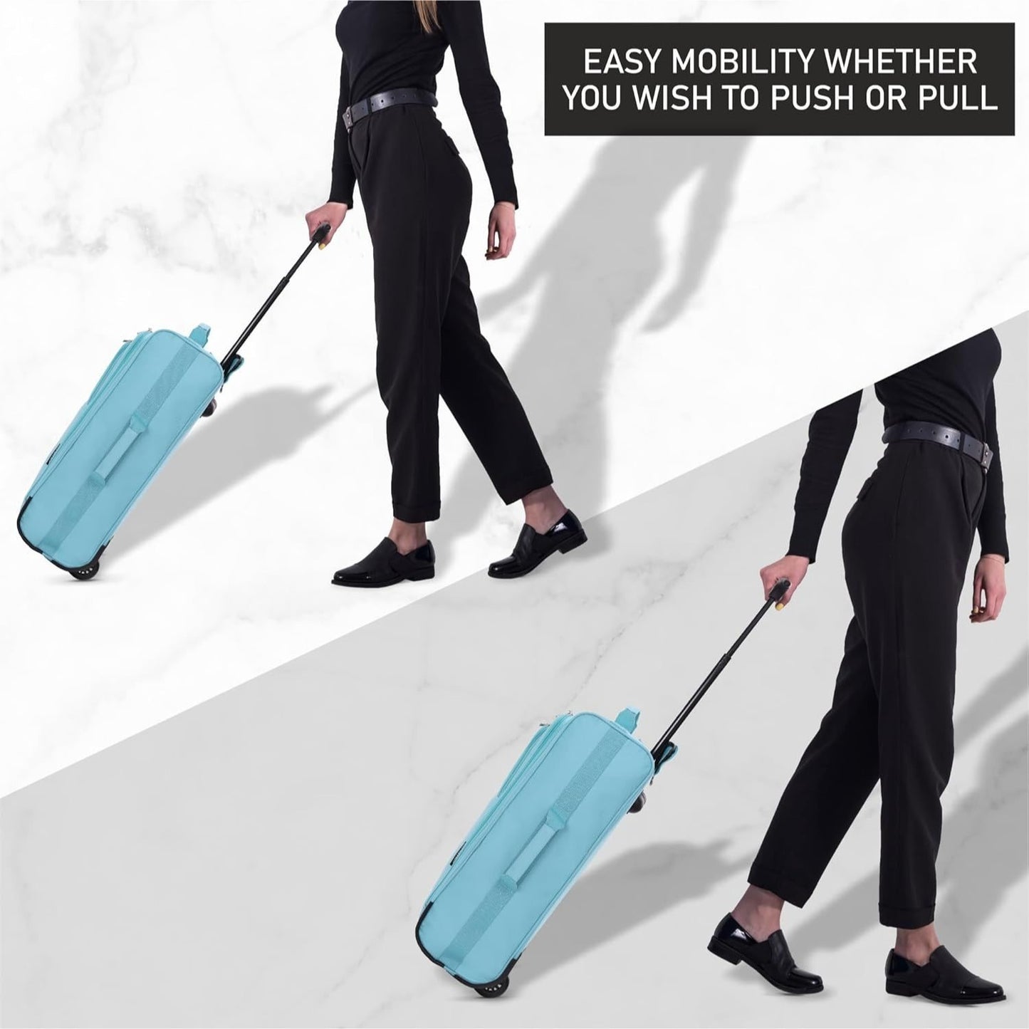 5 Cities 21” / 55cm Lightweight Carry On Travel Cabin Trolley Bag with Wheels, Cabin Approved Hand Luggage, 2 Year Warranty – Black